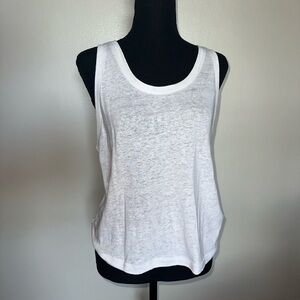Madewell White Swoop Neck Linen Blend Tank Top NWT Size XS